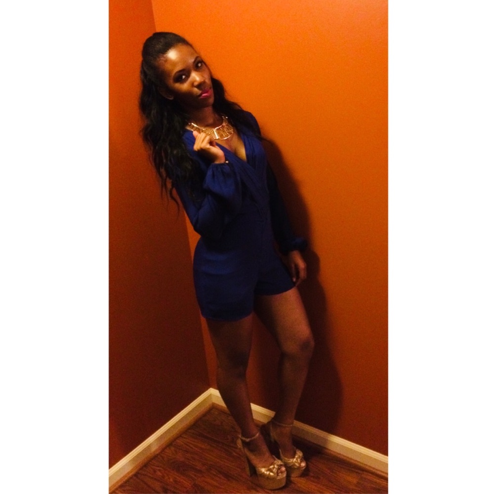 Royal blue long sleeve romper